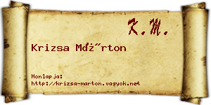 Krizsa Márton névjegykártya
